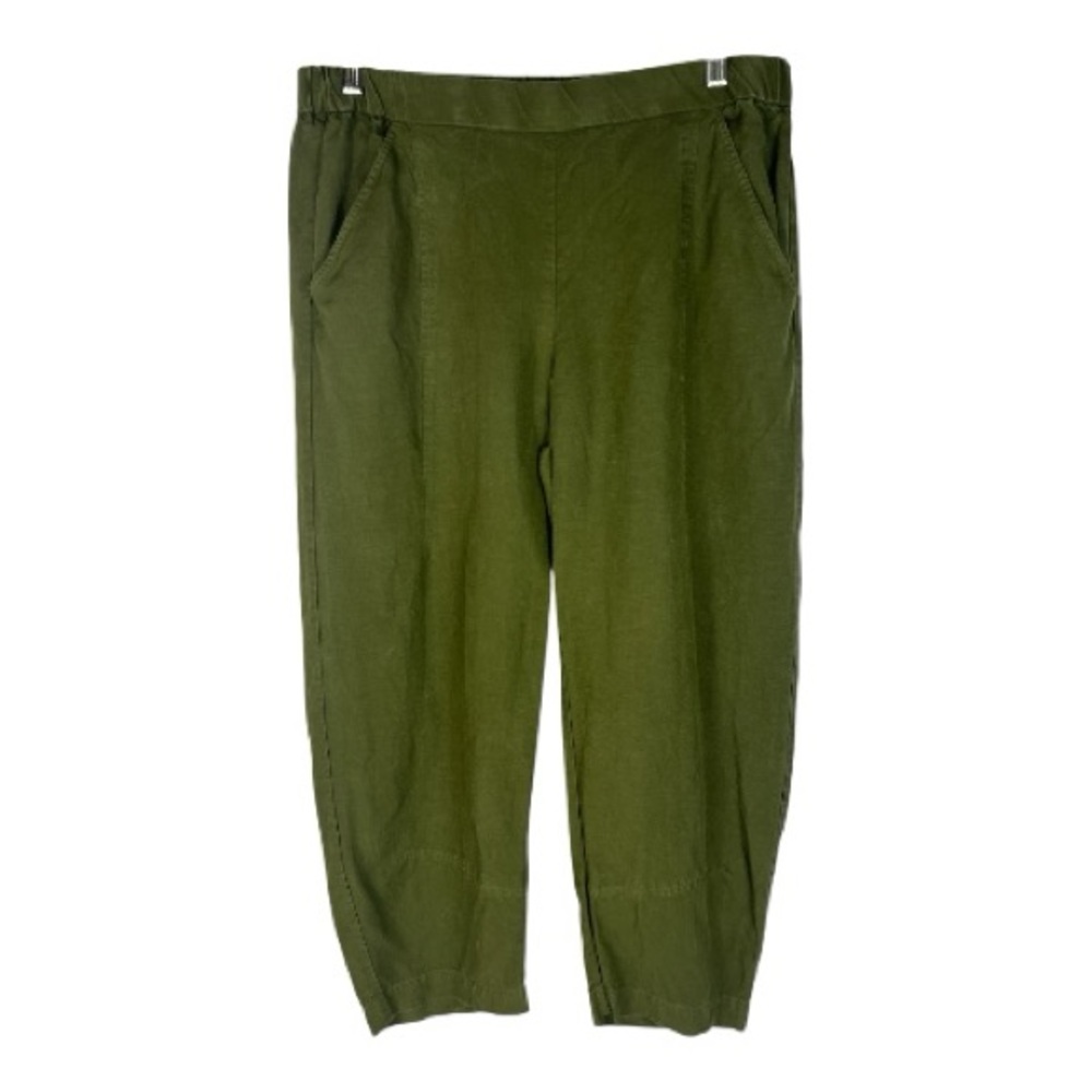 Eileen Fisher Olive Relaxed Cropped Trousers